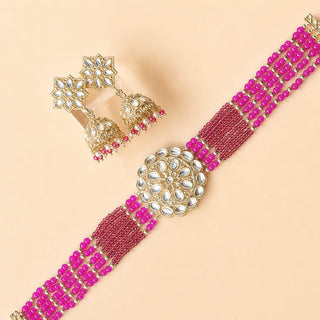 Lilah Pink Kundan Choker Necklace Set