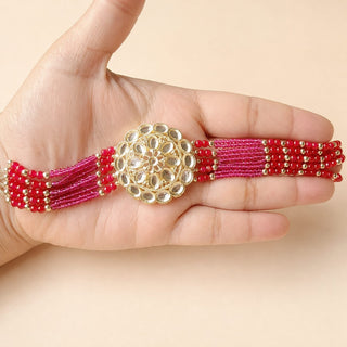 Lilah Red Multicolour Kundan Choker Necklace Set