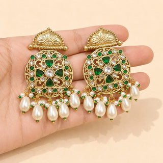 Lillie Dark Green Kundan Earrings