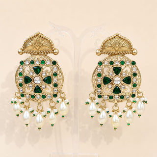 Lillie Dark Green Kundan Earrings