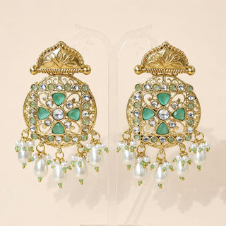 Lillie Mint Green Kundan Earrings
