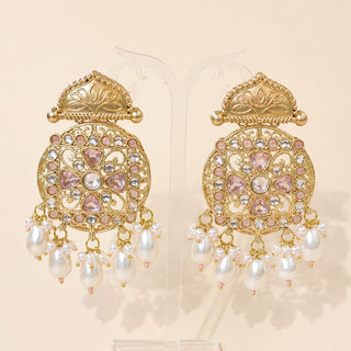 Lillie Pink Kundan Earrings