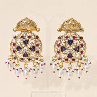 Lillie Purple Kundan Earrings