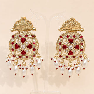 Lillie Ruby Red Kundan Earrings