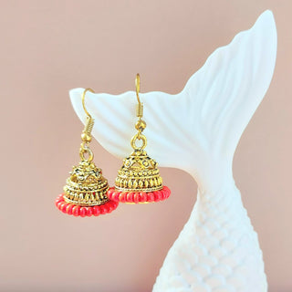 Lily Red Mini Jhumka Earrings