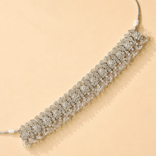 Livia Silver Choker Necklace Set with Tikka
