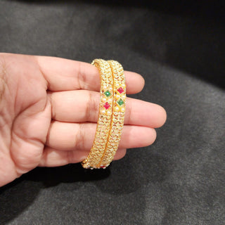 Mackenzie Multicolour Gold Bangles (Pair) (2.4, 2.6, 2.8)