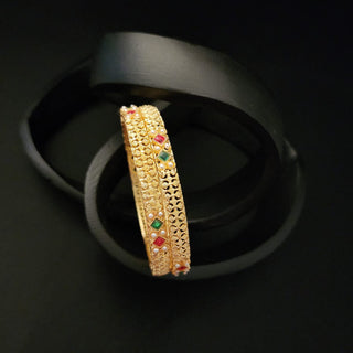 Mackenzie Multicolour Gold Bangles (Pair) (2.4, 2.6, 2.8)