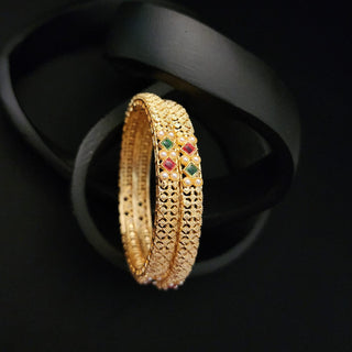 Mackenzie Multicolour Gold Bangles (Pair) (2.4, 2.6, 2.8)