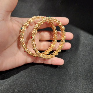 Madeline Multicolour Gold Kada Bangles (Pair) (2.4, 2.6, 2.8)