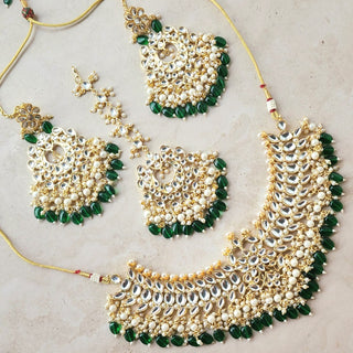 Madison Green Kundan Necklace Set with Tikka