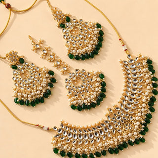 Madison Green Kundan Necklace Set with Tikka