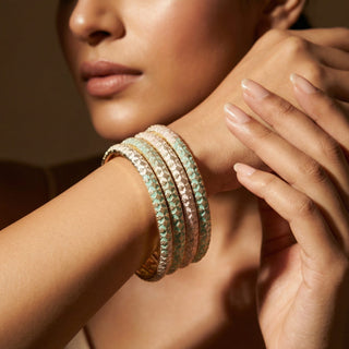 Margaret Mint Green Pink Bangle Set (2.4, 2.6, 2.8) (Set of 4)