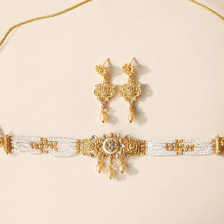 Mariah White Kundan Choker Necklace Set