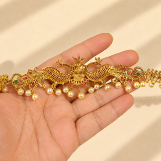 Marina Multicolour CZ Diamond Saree Kemp Peacock Waist Chain / Kamar Kandora / Kamar Patta