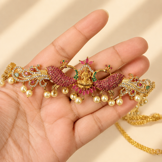 Marina Multicolour CZ Diamond Saree Kemp Peacock Waist Chain / Kamar Kandora / Kamar Patta
