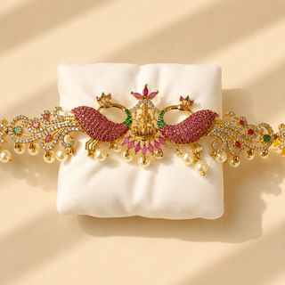 Marina Multicolour CZ Diamond Saree Kemp Peacock Waist Chain / Kamar Kandora / Kamar Patta