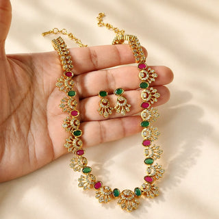 Marissa Multicolour Premium Kemp CZ Diamond Long Necklace Set