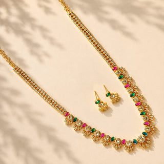 Marissa Multicolour Premium Kemp CZ Diamond Long Necklace Set