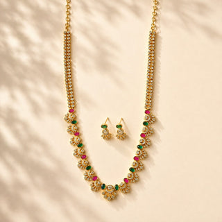 Marissa Multicolour Premium Kemp CZ Diamond Long Necklace Set