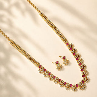 Marissa Pink Luxury Kemp CZ Diamond Long Necklace Set