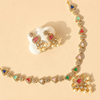 Maya Multicolour CZ Diamond Simulant Necklace Set