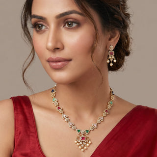 Maya Multicolour CZ Diamond Simulant Necklace Set