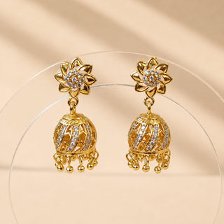 Meckenzie Gold CZ Diamond Simulant Small Jhumka Earrings 1