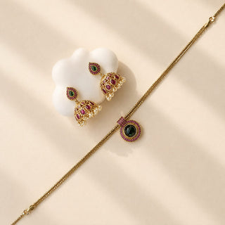 Mehrin Multicolour Jhumka Necklace Set