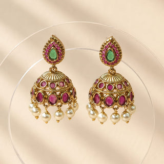 Mehrin Multicolour Jhumka Necklace Set