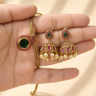 Mehrin Multicolour Jhumka Necklace Set