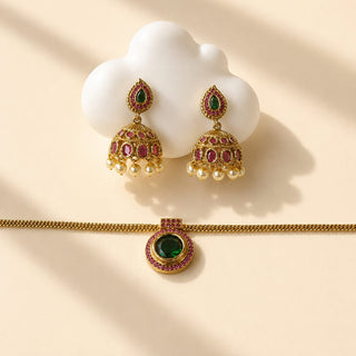 Mehrin Multicolour Jhumka Necklace Set