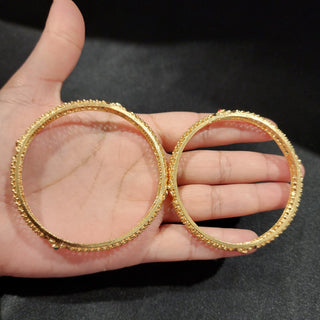 Melissa Multicolour Gold Bangles (Pair) (2.4, 2.6, 2.8)