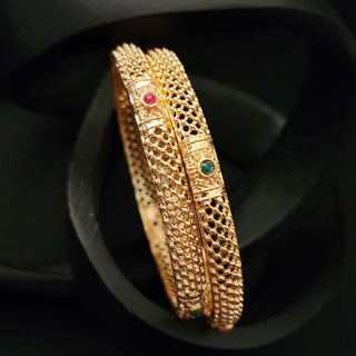 Melissa Multicolour Gold Bangles (Pair) (2.4, 2.6, 2.8)