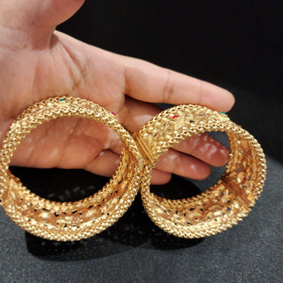 Millie Gold Goddess Lakhsmi Temple Kada Openable Bangle Set (2.6, 2.8)