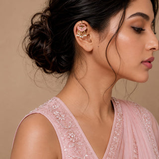 Millie Light Pink Lightweight & Easy to Wear Bugadi Ear Cuff Earrings