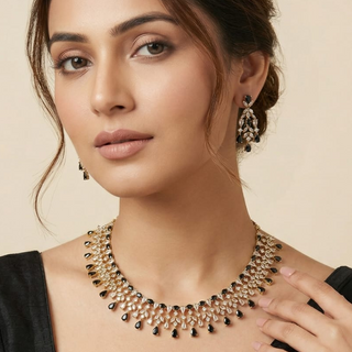 Mira Black Diamond Simulant Necklace Set