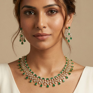 Mira Green Diamond Simulant Necklace Set