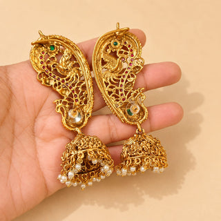 Mira Multicolour Kemp Jhumka Ear Cuff Earrings