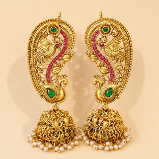 Mira Multicolour Kemp Jhumka Ear Cuff Earrings