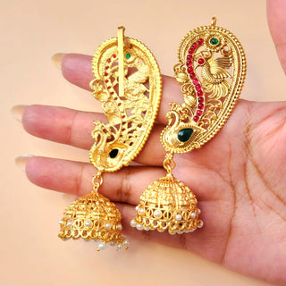 Mira Multicolour Temple Jhumka Ear Cuff Earrings