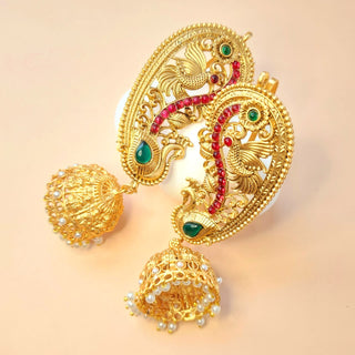 Mira Multicolour Temple Jhumka Ear Cuff Earrings