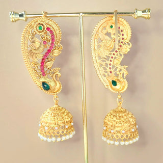 Mira Multicolour Temple Jhumka Ear Cuff Earrings