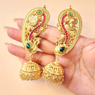 Mira Multicolour Temple Jhumka Ear Cuff Earrings