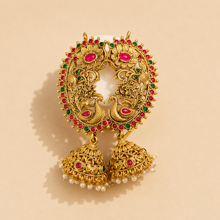 Miranda Multicolour Kemp Peacock Jhumka Ear Cuff Earrings