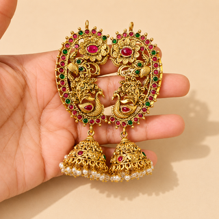 Miranda Multicolour Kemp Peacock Jhumka Ear Cuff Earrings