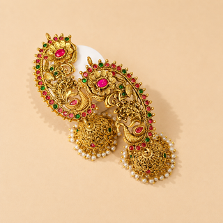 Miranda Multicolour Kemp Peacock Jhumka Ear Cuff Earrings