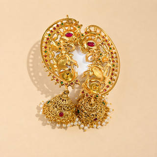 Miranda Multicolour Kemp Peacock Jhumka Ear Cuff Earrings