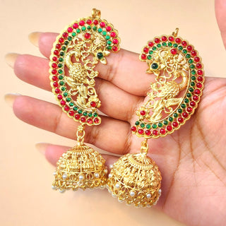 Miranda Multicolour Temple Jhumka Ear Cuff Earrings