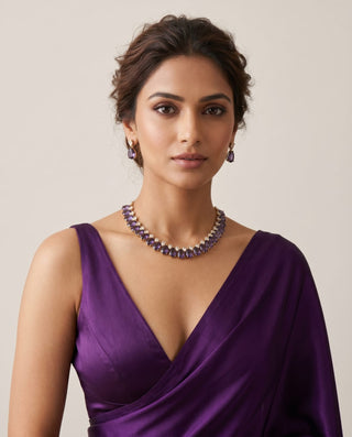 Miraya Purple Diamond Simulant Necklace Set